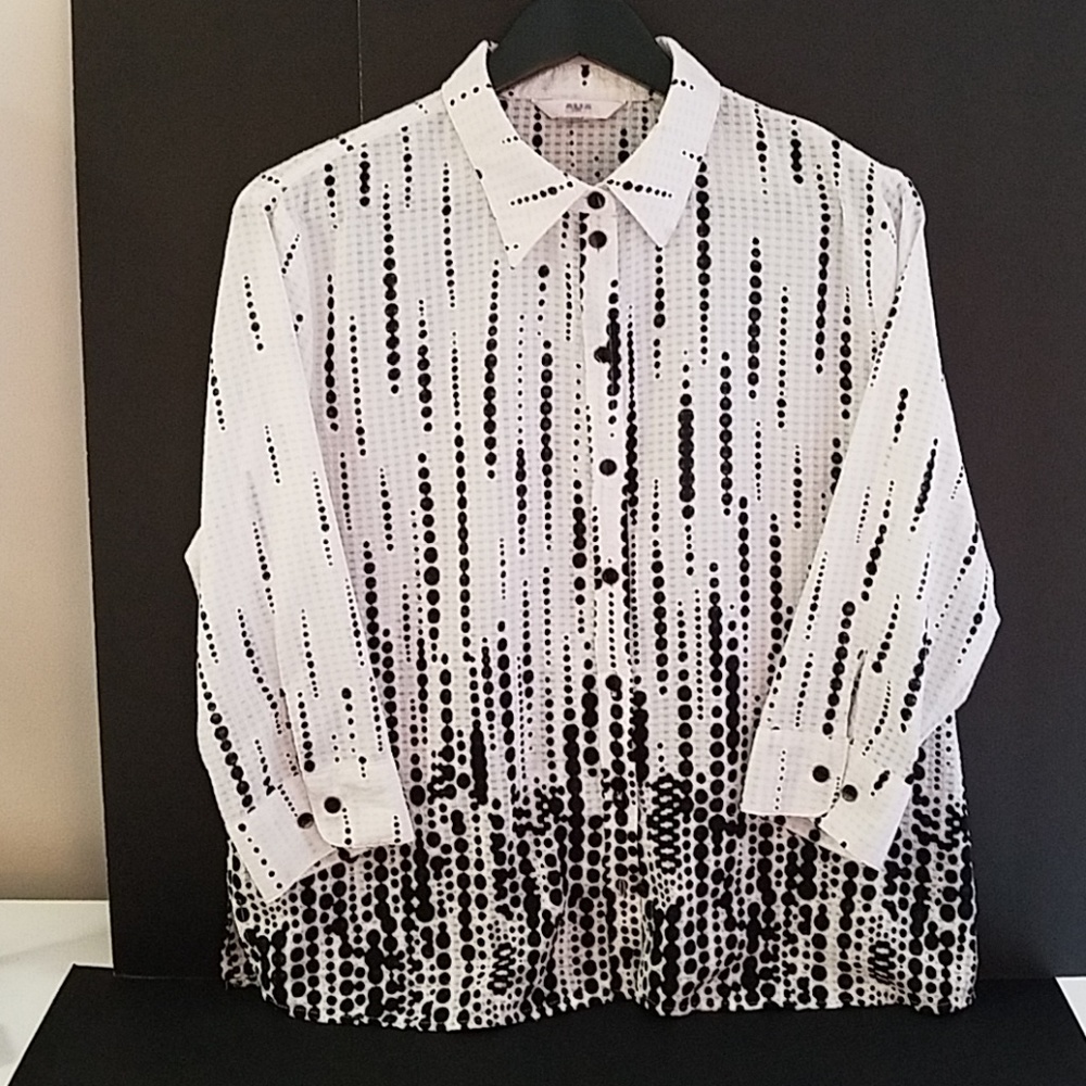 Black and white button down blouse
